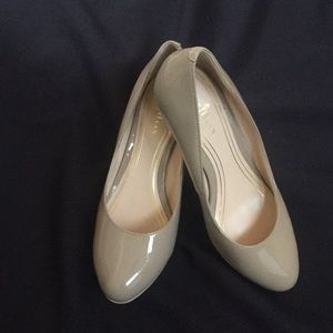 Nude patent leather Cole Haan heels